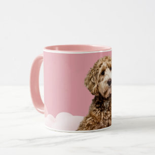 Goldendoodle Laying on Pastel Cloud Podium Mug