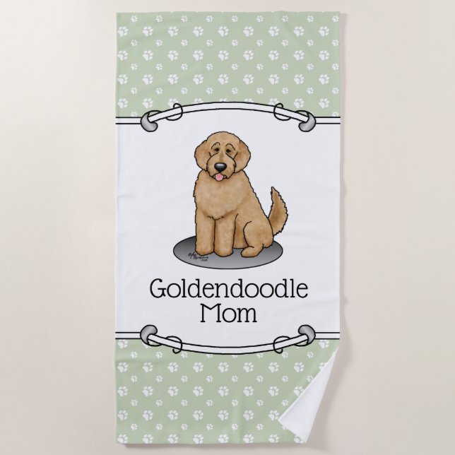 Goldendoodle Mom Doodle Mom (golden red) Dog mom Beach Towel (Front)
