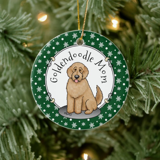 Goldendoodle Mom Doodle Mom (golden red) Dog mom Ceramic Ornament (Tree)