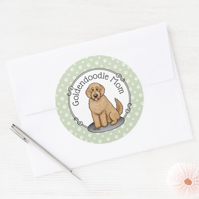 Goldendoodle Mom Doodle Mom (golden red) Dog mom Classic Round Sticker (Envelope)