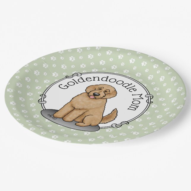 Goldendoodle Mom Doodle Mom (golden red) Dog mom Paper Plates (Angled)