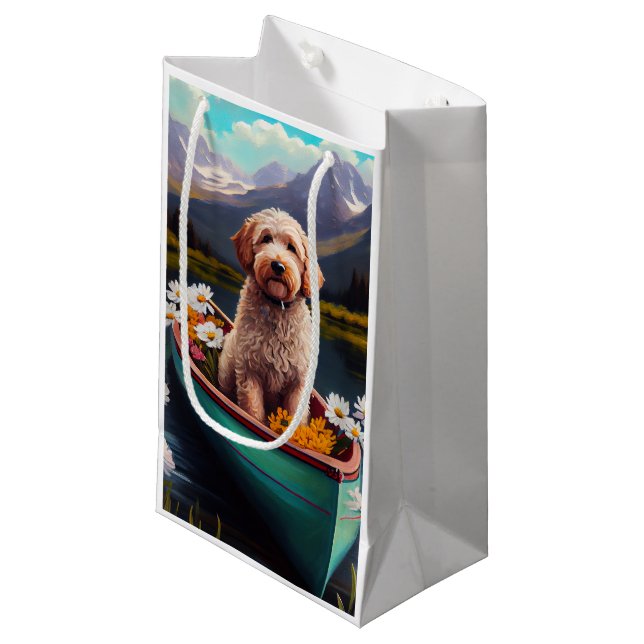 Goldendoodle on a Paddle: A Scenic Adventure Small Gift Bag (Front Angled)