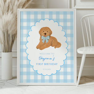 Goldendoodle One Golden Year Birthday Welcome Poster