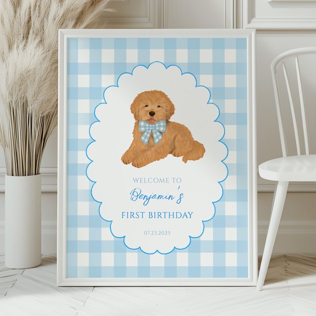 Goldendoodle One Golden Year Birthday Welcome Poster (Creator Uploaded)