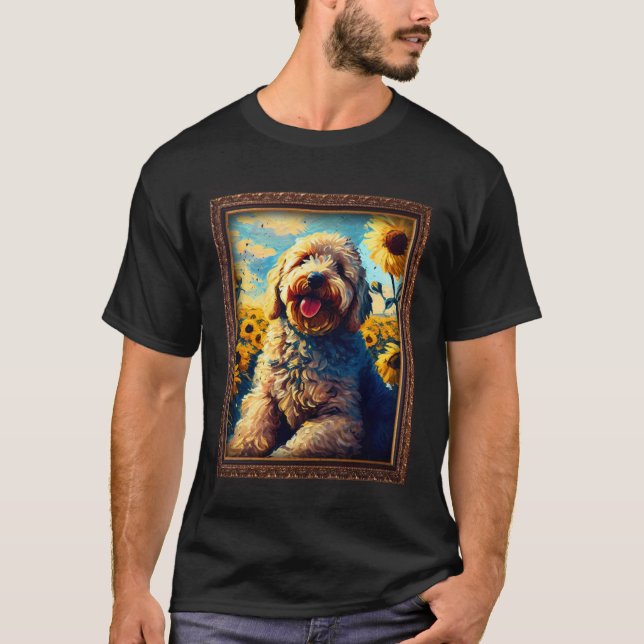 Goldendoodle Painting Sunflower Flower Mom Women F T-Shirt (Front)