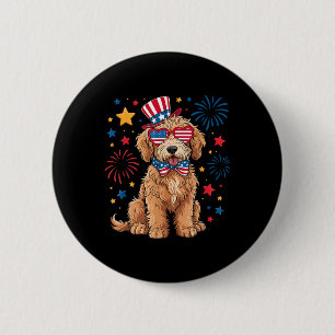 Goldendoodle Patriotic 4th Of July Golden Doodle D Button