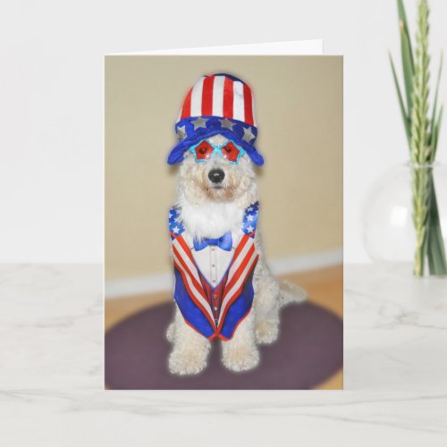 Goldendoodle patriotic card