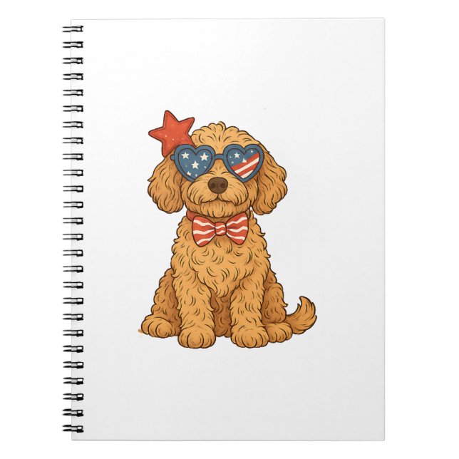 Goldendoodle Patriotic Clipart Notebook (Front)