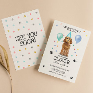 Goldendoodle Pawty Dog Puppy Birthday Invitation