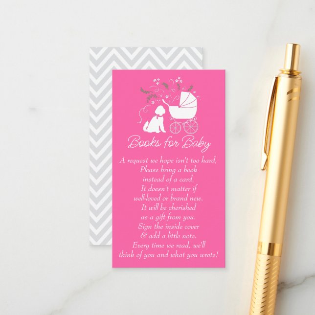Goldendoodle Pink Baby Shower Books for Baby Enclosure Card (Front/Back In Situ)