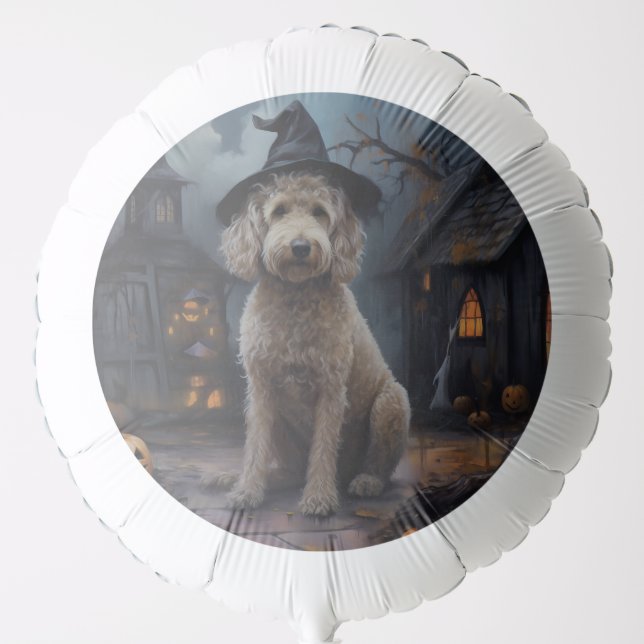Goldendoodle Pumpkins Halloween Scary Balloon (Front)