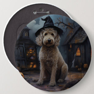 Goldendoodle Pumpkins Halloween Scary Button