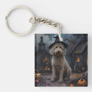 Goldendoodle Pumpkins Halloween Scary Keychain