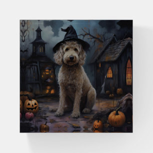 Goldendoodle Pumpkins Halloween Scary Paperweight