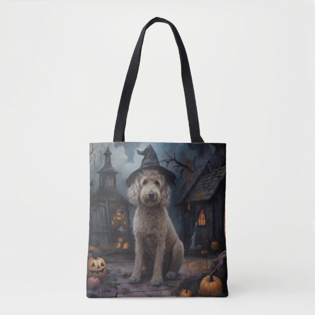 Goldendoodle Pumpkins Halloween Scary Tote Bag (Front)