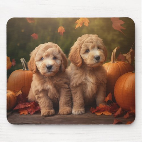 Goldendoodle Puppy Autumn Delight Pumpkin  Mouse Pad