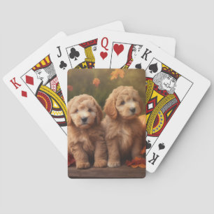 Goldendoodle Puppy Autumn Delight Pumpkin Poker Cards