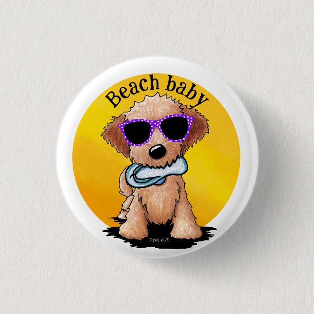 Goldendoodle Puppy Beach Button (Front)