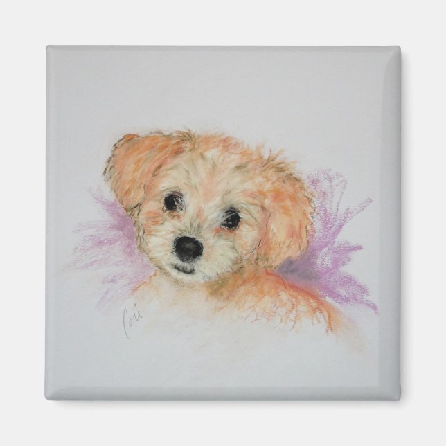 Goldendoodle Puppy Dog Art Magnet (Front)