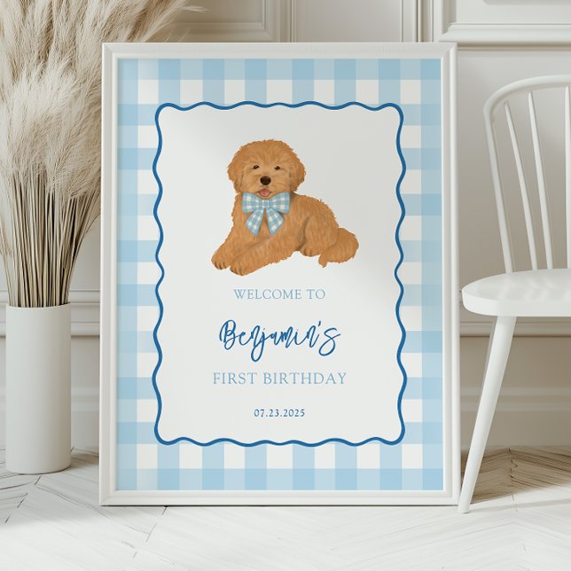 Goldendoodle Puppy Dog Birthday Party Welcome Poster (Creator Uploaded)