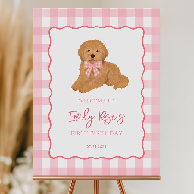 Goldendoodle Puppy Dog Birthday Party Welcome Sign (Creator Uploaded)