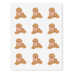 Goldendoodle Puppy Dog Kids Party Favor Temporary Tattoos