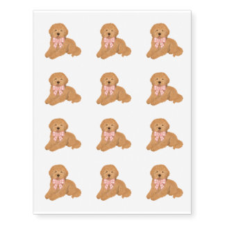 Goldendoodle Puppy Dog Kids Party Favor Temporary Tattoos