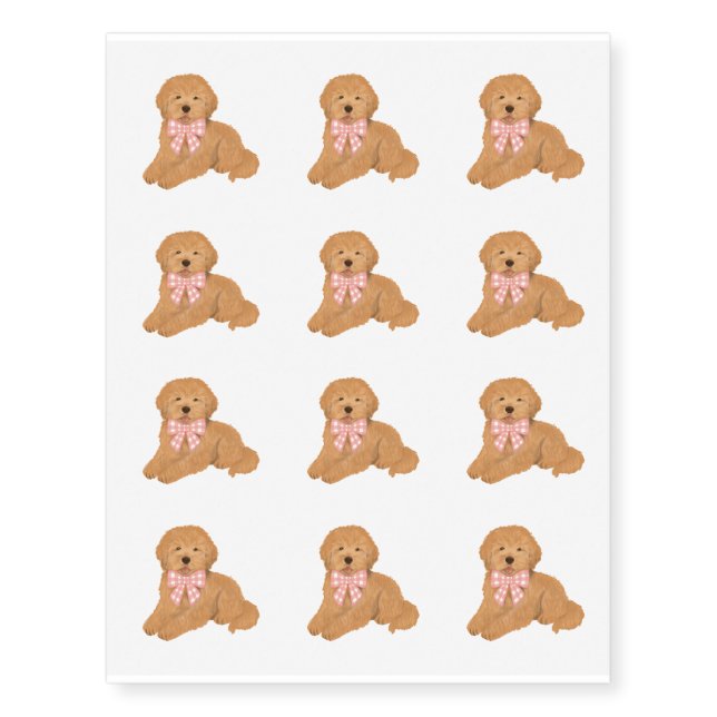 Goldendoodle Puppy Dog Kids Party Favor Temporary Tattoos (Front)