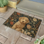 Goldendoodle Puppy in William Morris Style Garden Doormat