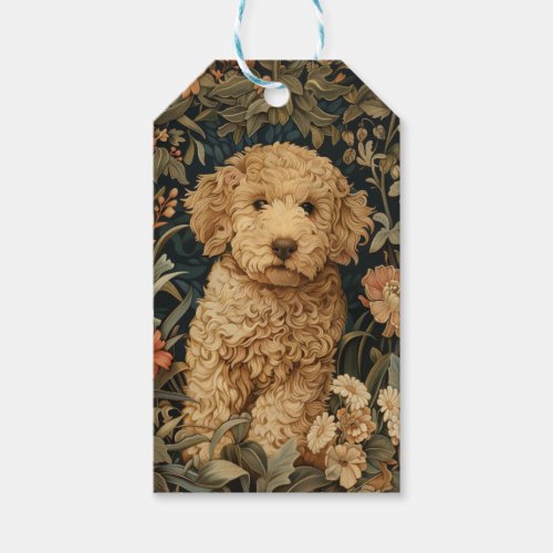 Goldendoodle Puppy in William Morris Style Garden Gift Tags