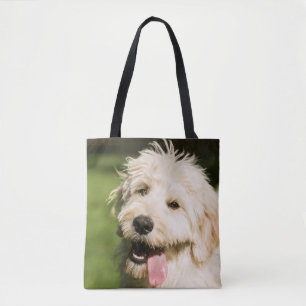 Goldendoodle Puppy Panting Tote Bag