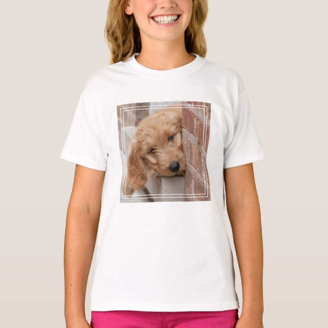 Goldendoodle Puppy Peeking T-Shirt (Front)
