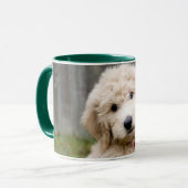 Goldendoodle Puppy Sits In Grass Mug (Front Left)