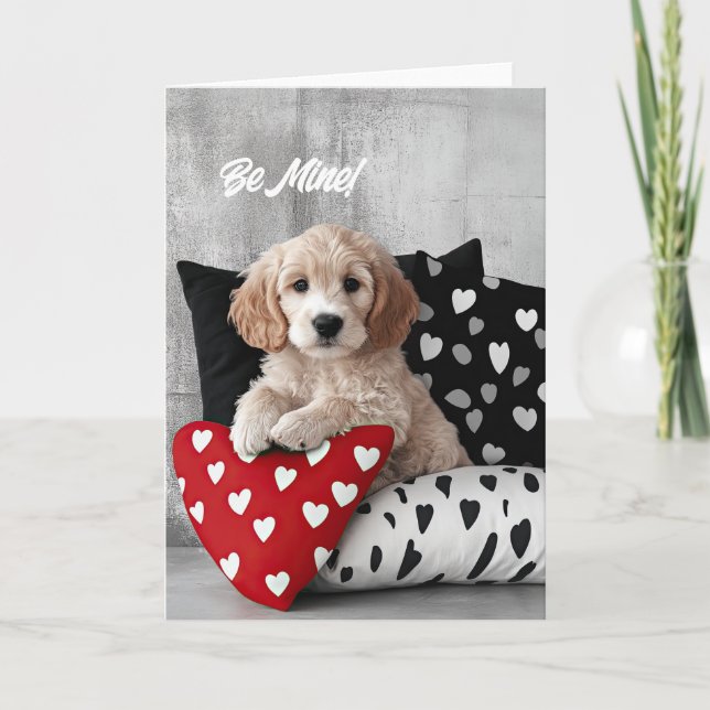 Goldendoodle Puppy Valentine Card (Front)