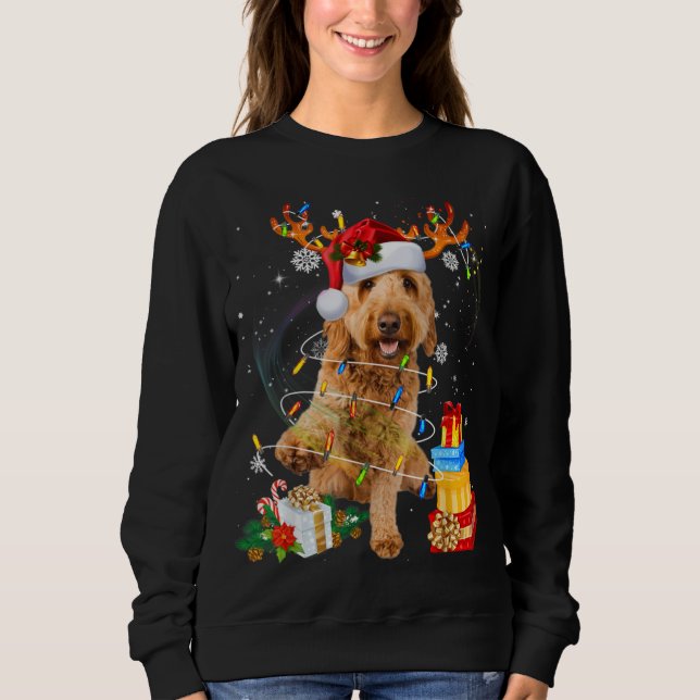 Goldendoodle Reindeer Christmas Lights Funny Dog X Sweatshirt (Front)