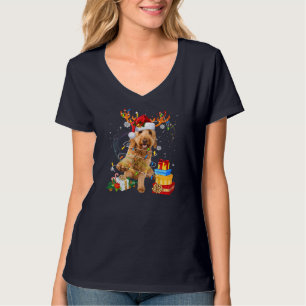 Goldendoodle Reindeer Christmas Lights Funny Dog X T-Shirt