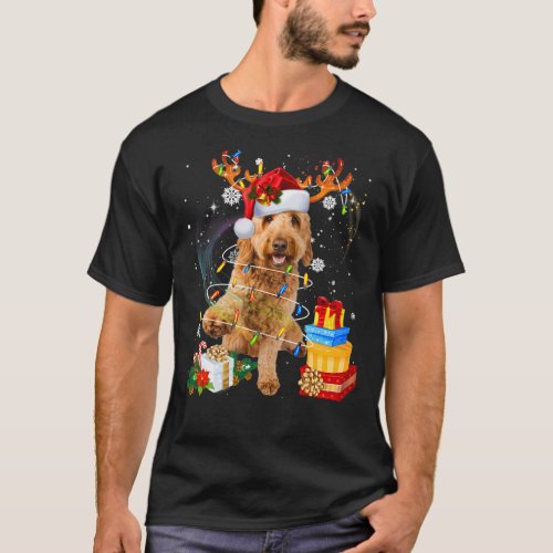 Goldendoodle Reindeer Santa Christmas Funny Dog Pa T_Shirt