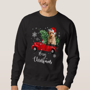 Goldendoodle Ride Red Truck Christmas Pajama Sweatshirt