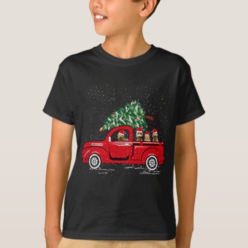 Goldendoodle Riding Red Truck Santa Christmas Paja T_Shirt