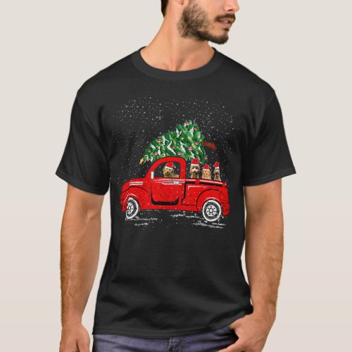 Goldendoodle Riding Red Truck Santa Christmas Paja T_Shirt
