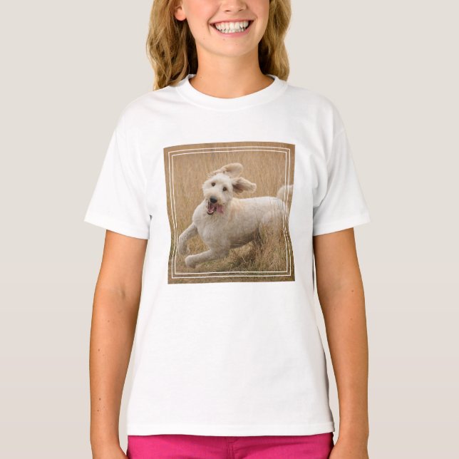 Goldendoodle Runs Through Grass T-Shirt (Front)