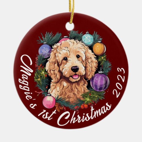 Goldendoodles First Christmas Ceramic Ornament