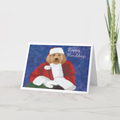 Goldendoodle Santa Christmas Card