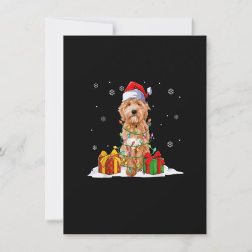 Goldendoodle Santa Christmas Tree Lights Xmas Paja Invitation