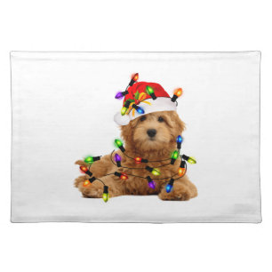 Goldendoodle Santa Dog Cloth Placemat