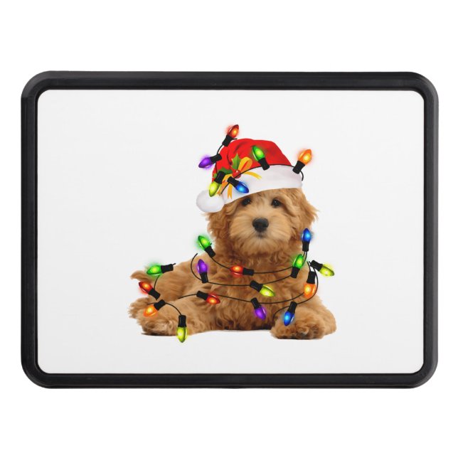 Goldendoodle Santa Dog Hitch Cover (Front)