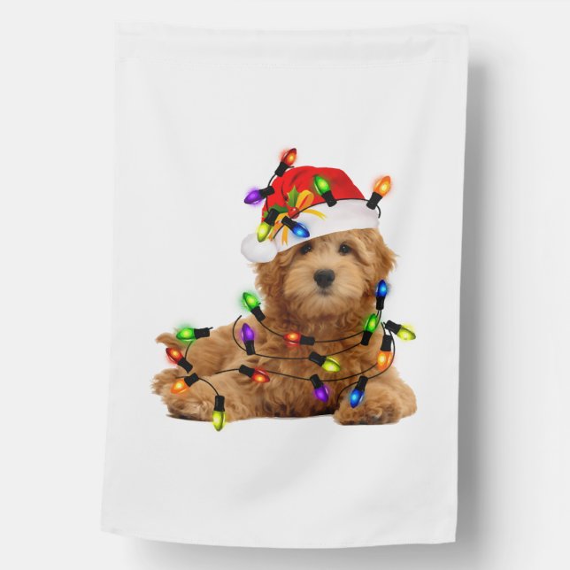 Goldendoodle Santa Dog House Flag (Front)