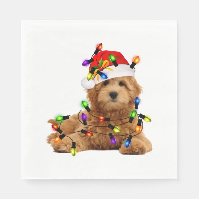Goldendoodle Santa Dog Napkins (Front)