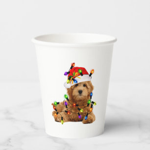 Goldendoodle Santa Dog Paper Cups