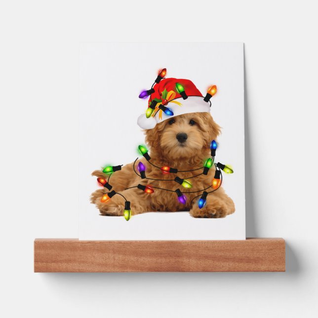 Goldendoodle Santa Dog Picture Ledge (Front)